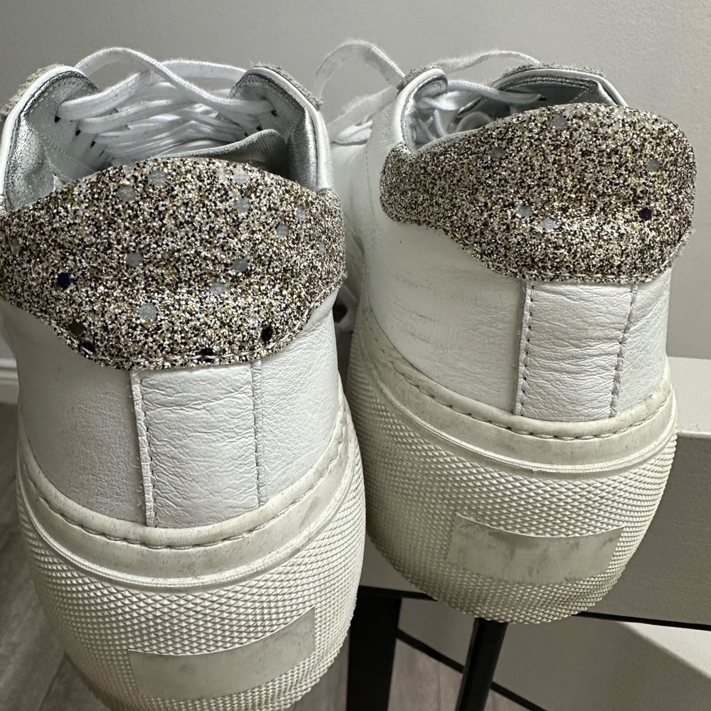 P448 Thea platform white leather embellished sneakers 39